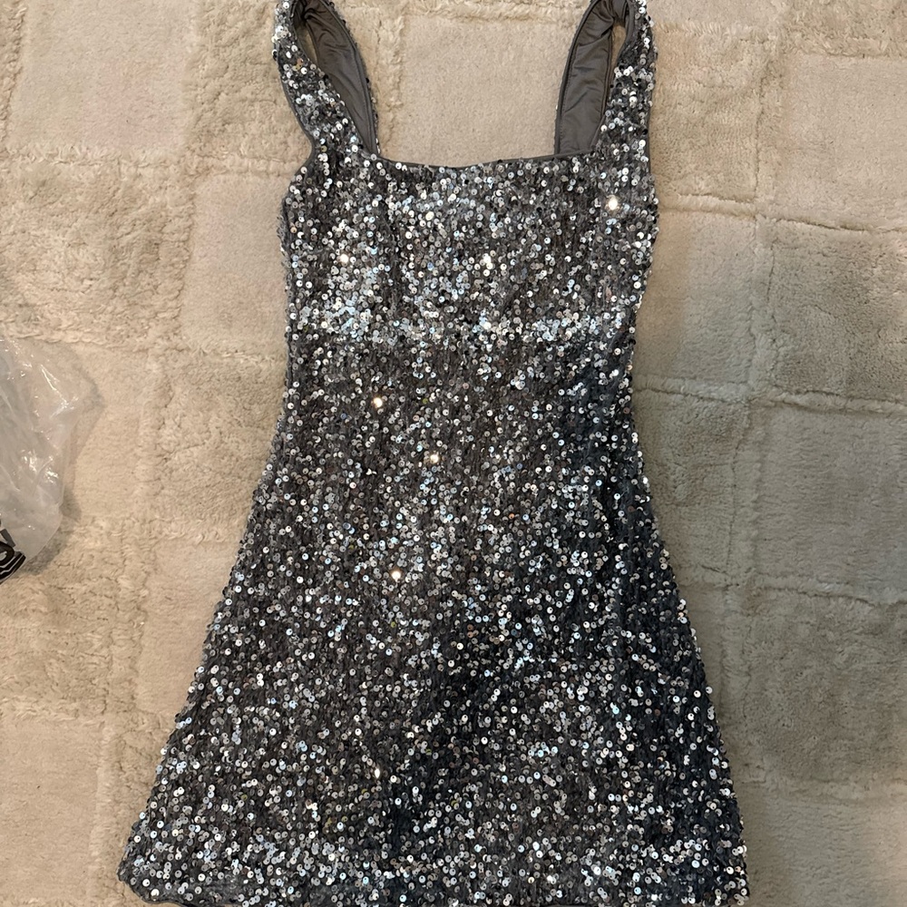 Princess Polly Shimmering Silver Sequin Dress
